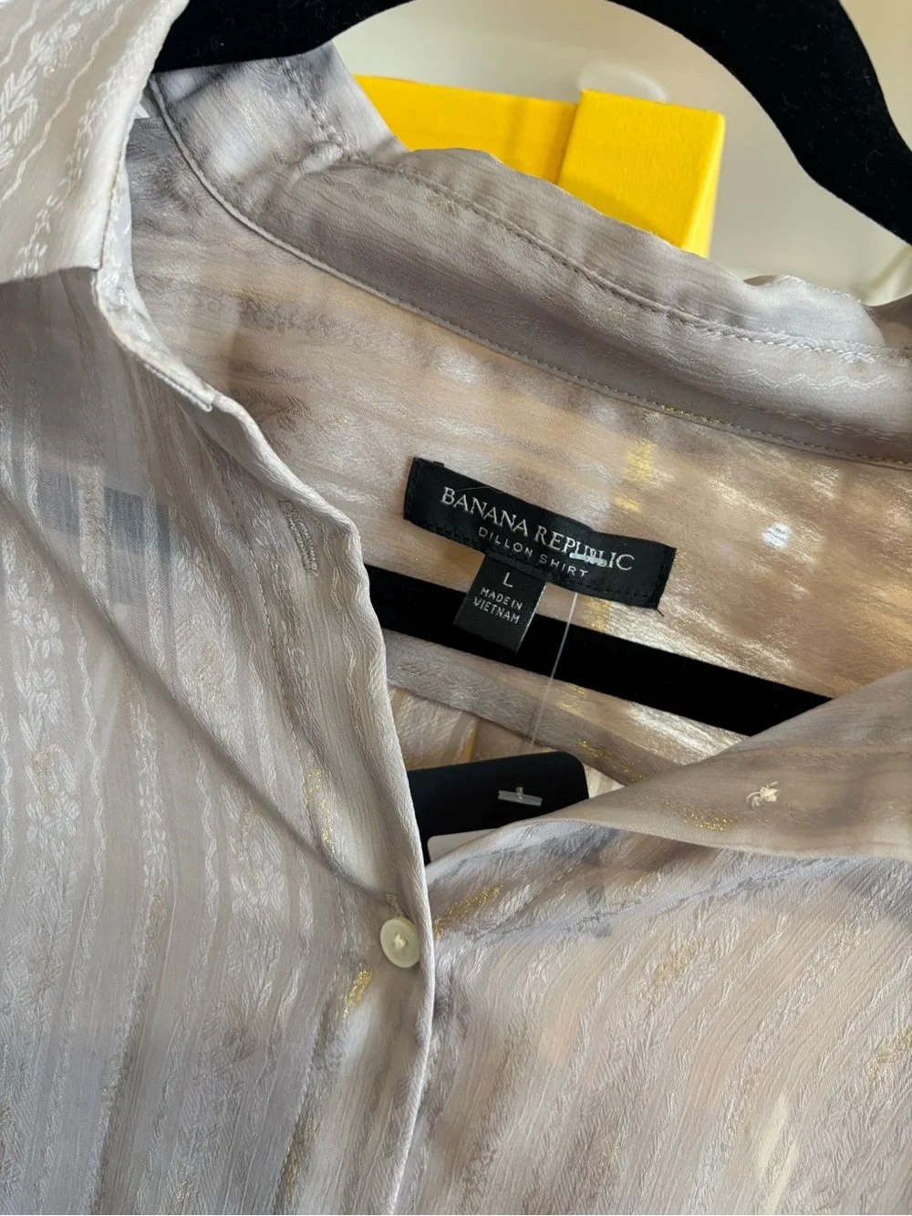 Banana Republic Silver-Taupe Sheer Button-Down Blouse - Picture 2 of 3
